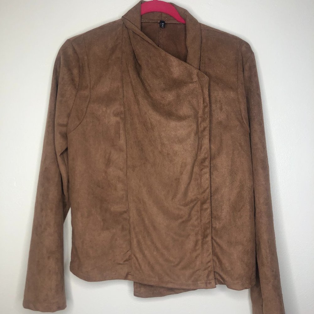 Zaful Faux Suede Side Zip Unlined Jacket Size Large